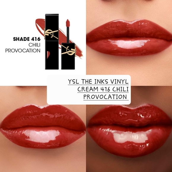 YSL THE INKS VINYL CREAM HIGH-SHINE LIP STAIN 416 CHILI PROVOCATION. BNIB - Picture 2 of 7